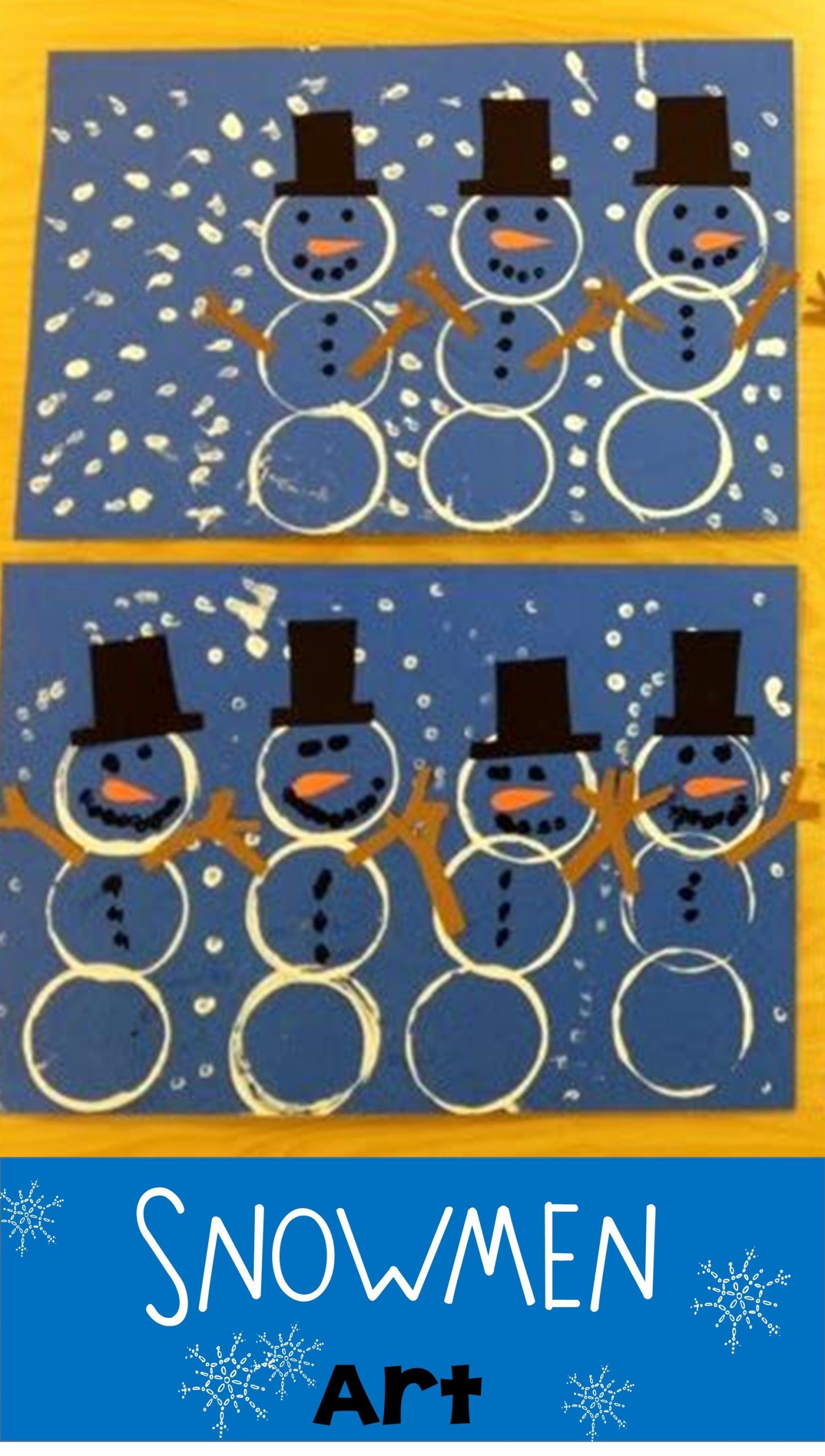 Pre K Winter Crafts
 Kindergarten Snowmen Use cups dipped in paint to stamp