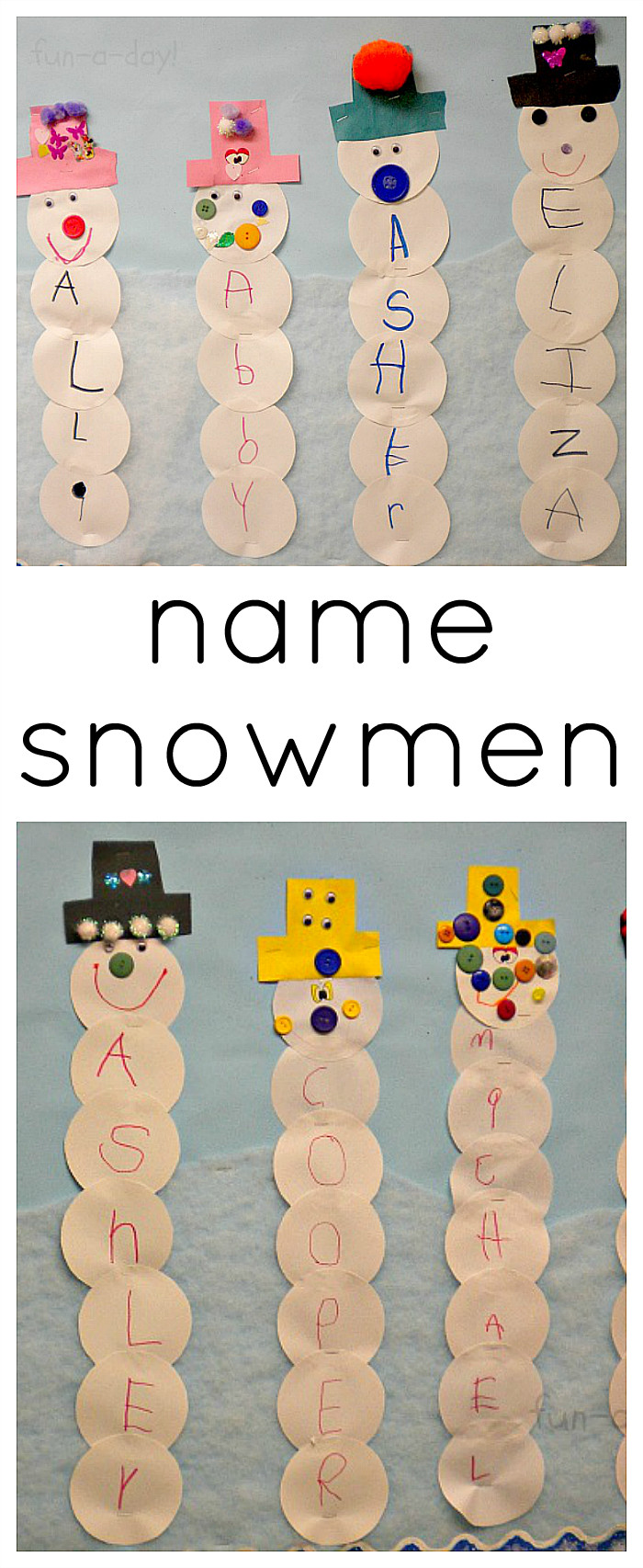 Pre K Winter Crafts
 Name Snowmen Winter Activity for Preschoolers Fun A Day