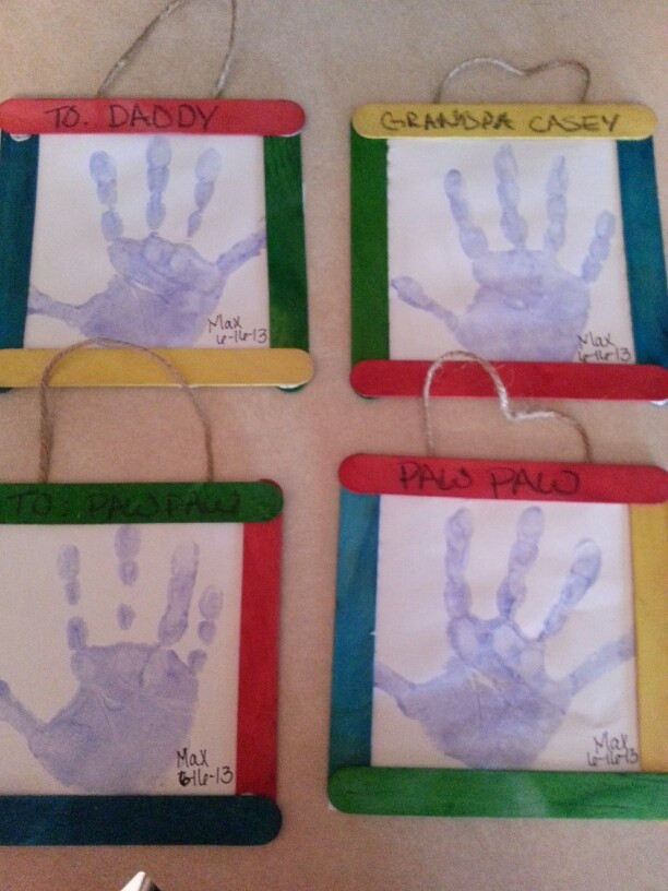 Preschool Fathers Day Crafts Ideas
 Fathers day handprint in popsicle frame