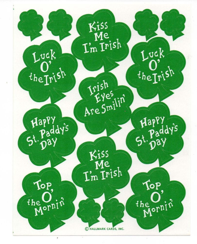 Quotes About St Patrick's Day
 Vintage Hallmark Sticker ST PATRICK S DAY SHAMROCK