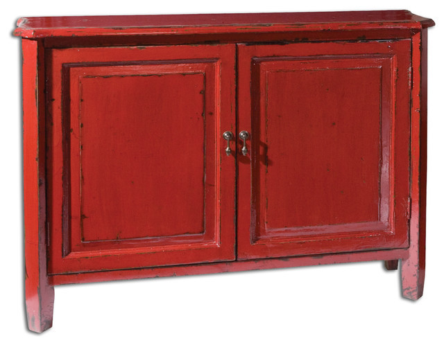 Red Kitchen Storage Cabinet
 Uttermost Altair Red Console Cabinet Traditional