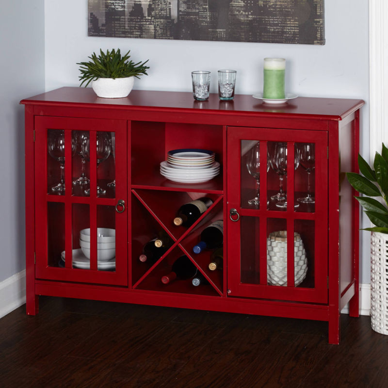 Red Kitchen Storage Cabinet
 Buffet Table Sideboard Server Black Mid Century Modern