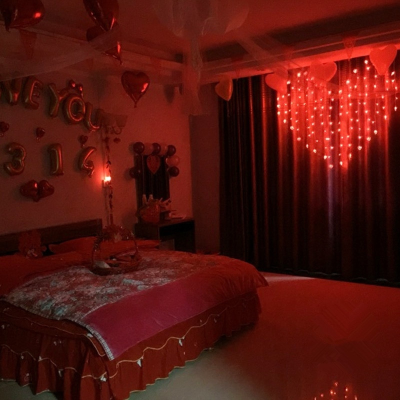 Red Light Bulb In Bedroom
 2M 1 6M 110V 220V Heart Shape LED Love Curtain String
