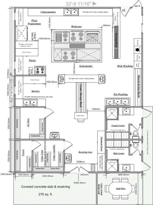 Restaurant Kitchen Floor Plan
 Blueprints of Restaurant Kitchen Designs
