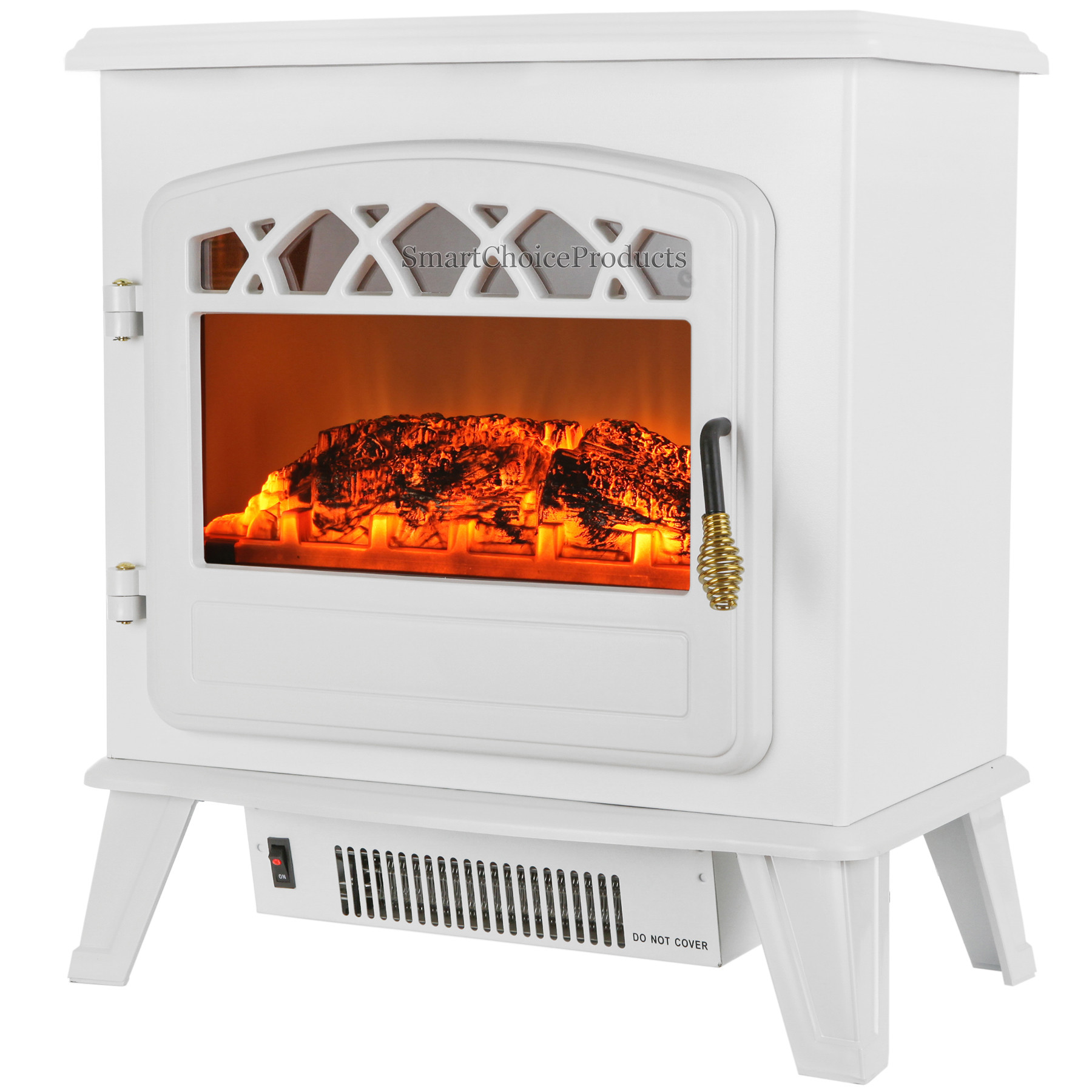 Retro Electric Fireplace
 20" White Vintage Electric Fireplace Freestanding Tempered