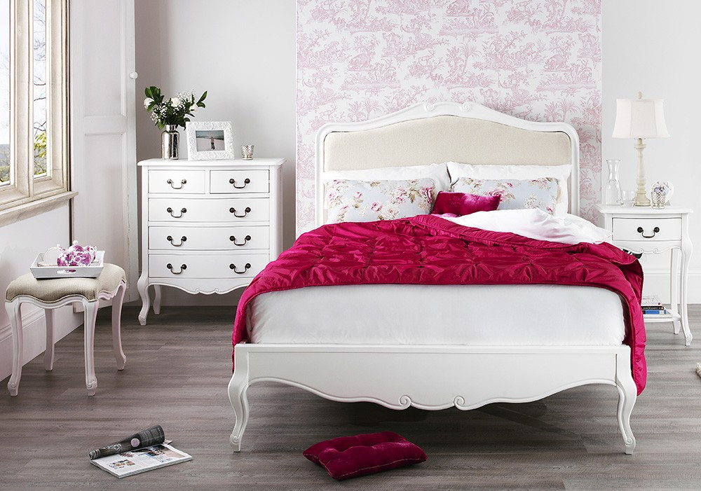 Shabby Chic Bedroom Chair
 Juliette Shabby Chic White Upholstered 6ft Super King Bed