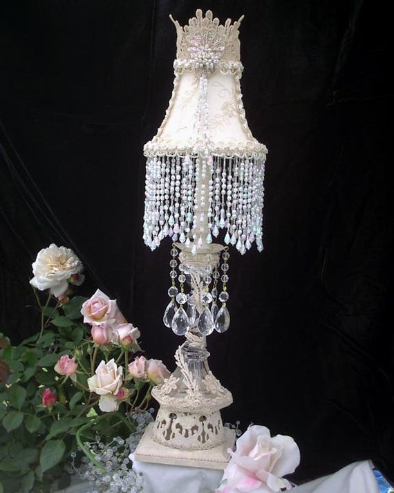 Shabby Chic Bedroom Lamp
 Items similar to VICTORIAN Romantic Shabby Chic Crystal