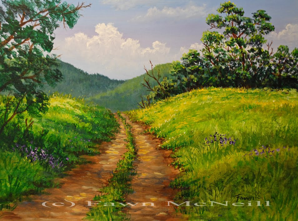 Simple Landscape Painting
 Fawn s Paintings Little Lane mountain landscape