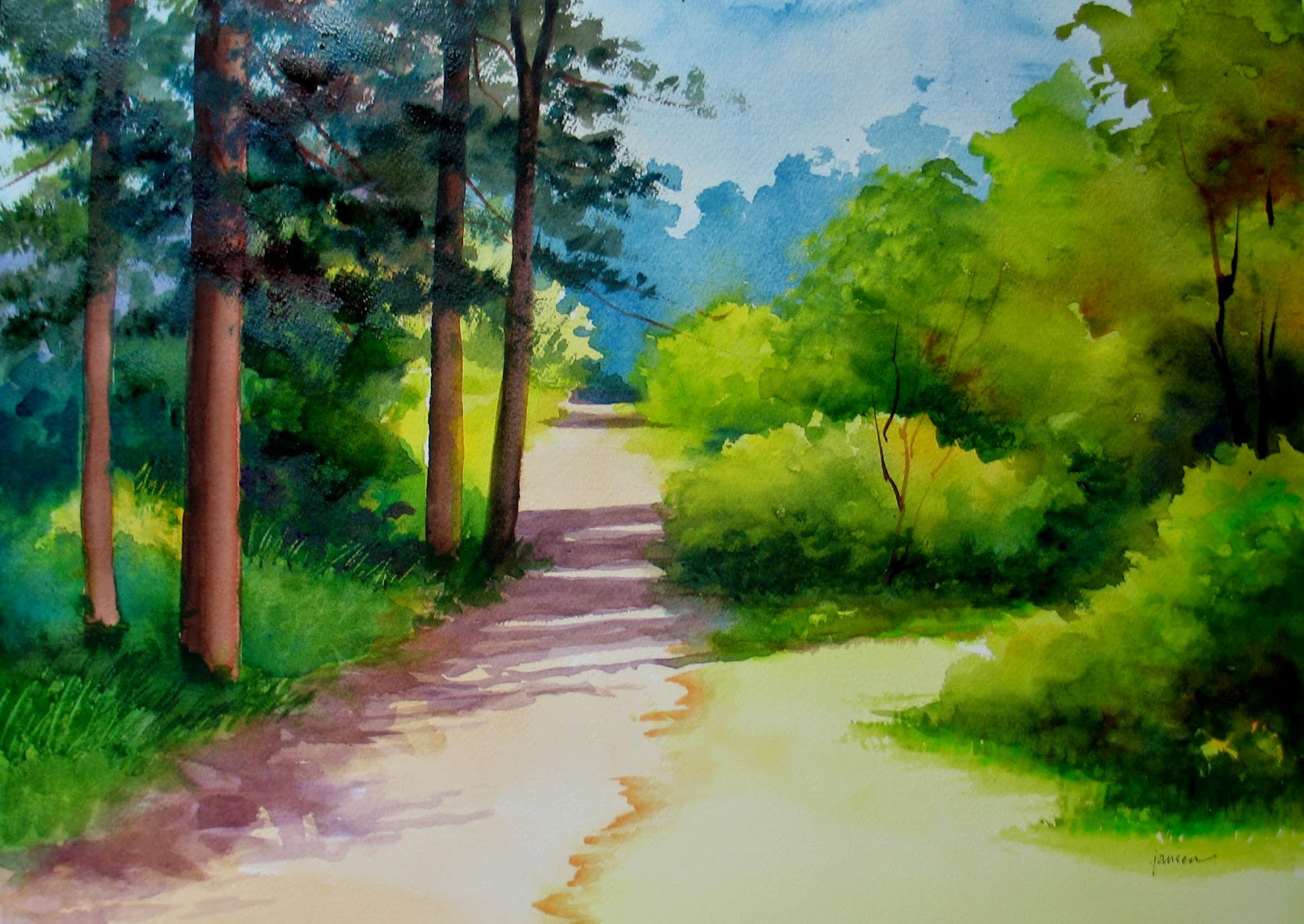 Simple Landscape Painting
 Nel s Everyday Painting Watercolor Landscape SOLD