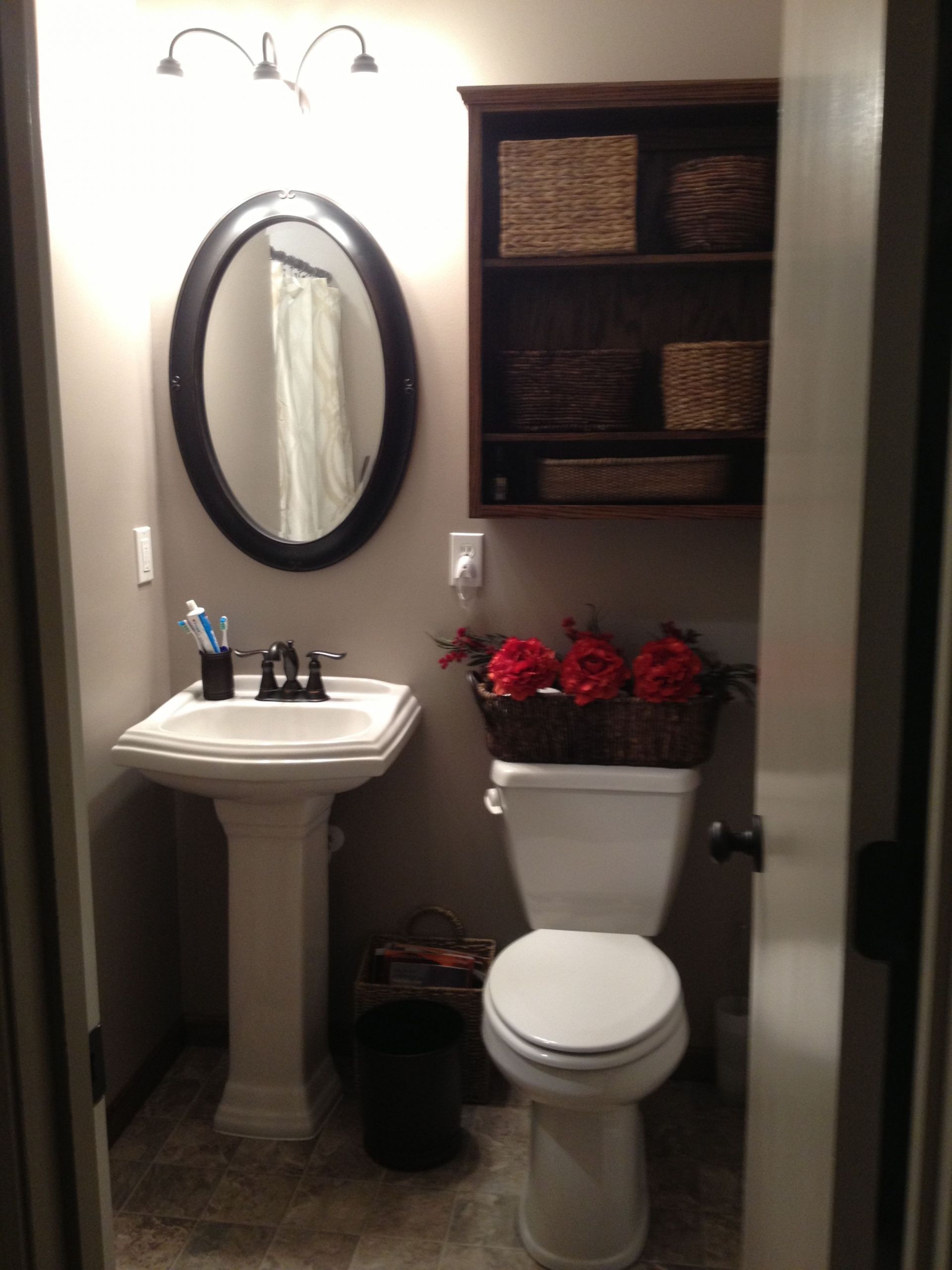 Small Bathroom Mirror Ideas
 Small bathroom remodel Gerber Allerton pedestal sink