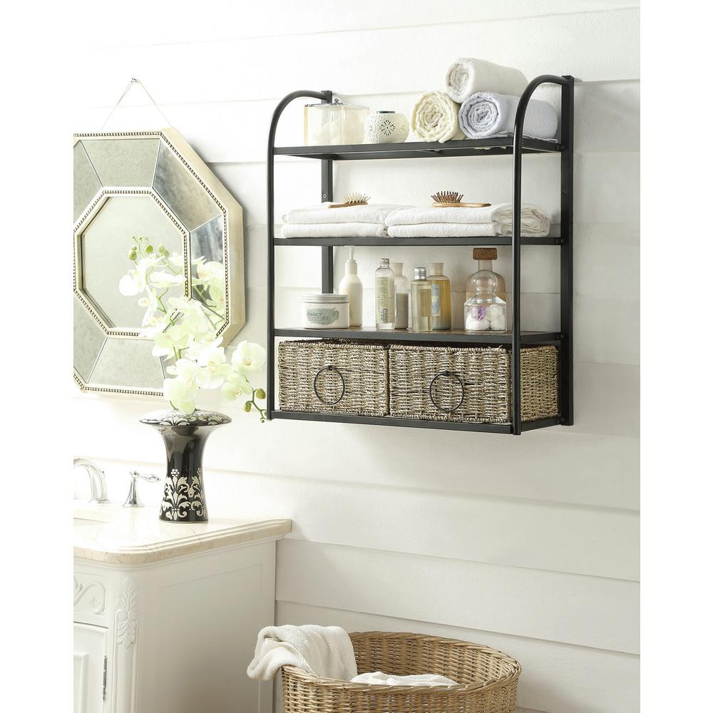 Small Bathroom Wall Shelf
 4D Concepts Windsor 24 in W Storage Rack with Two Baskets