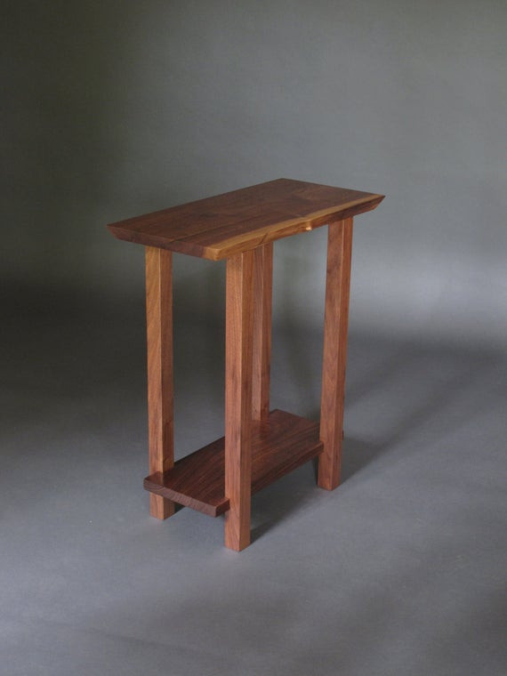 Small Bedroom End Tables
 Small Table w Low Shelf narrow end table live edge wood