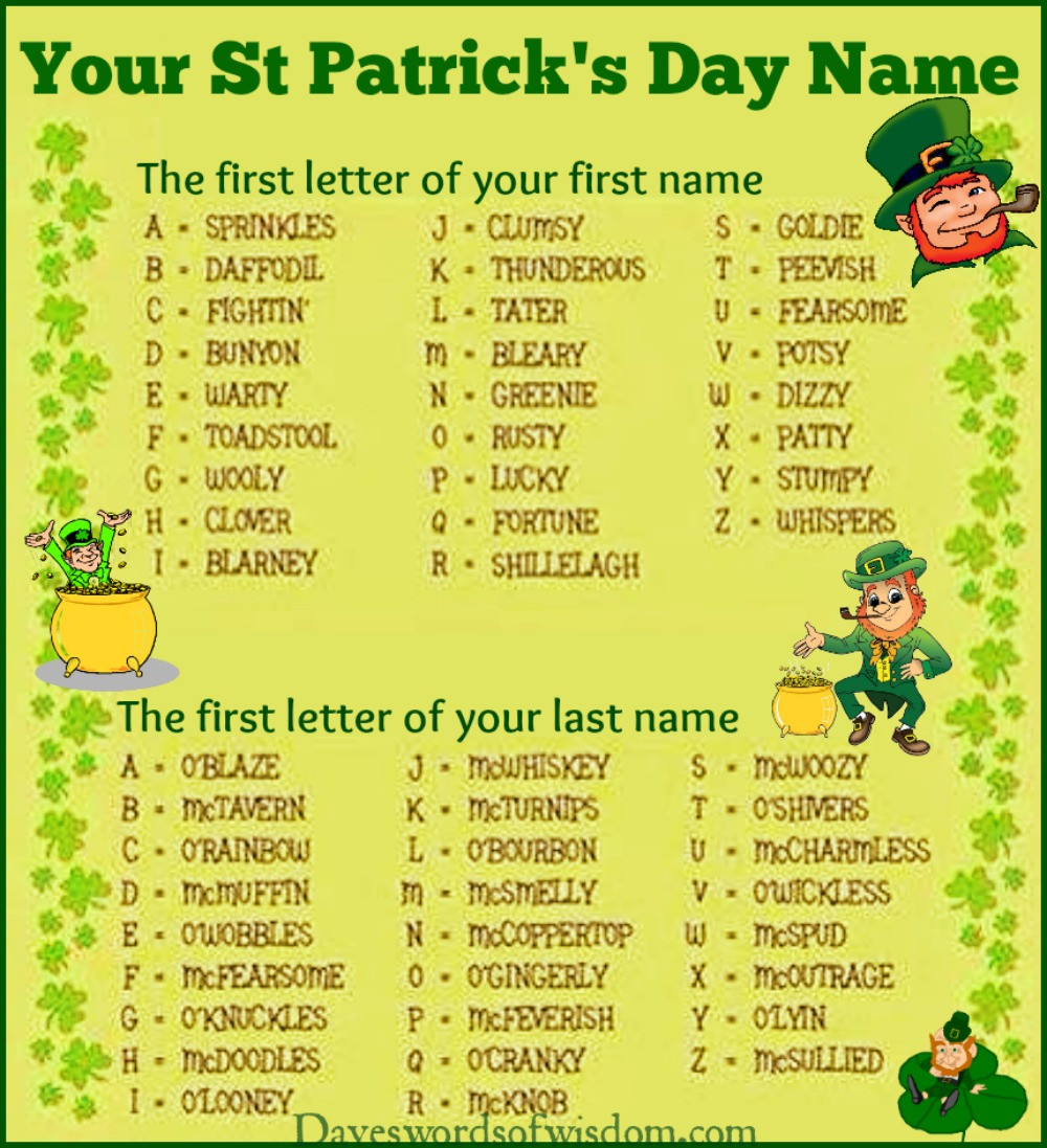 saint patricks day names