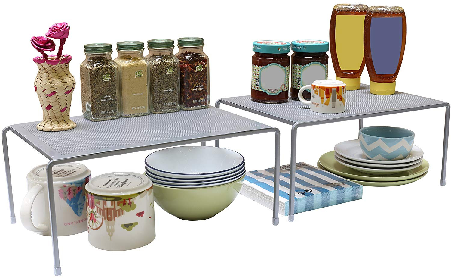 Stackable Kitchen Cabinet Organizer
 Counter Shelf Organizer Kitchen Storage Expandable