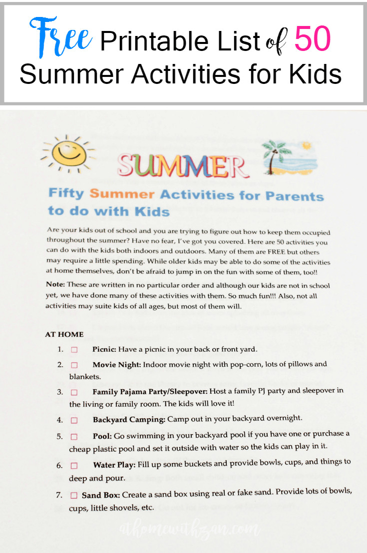 Summer Activities At Home
 Free Printable List of Summer Activities for Kids – At