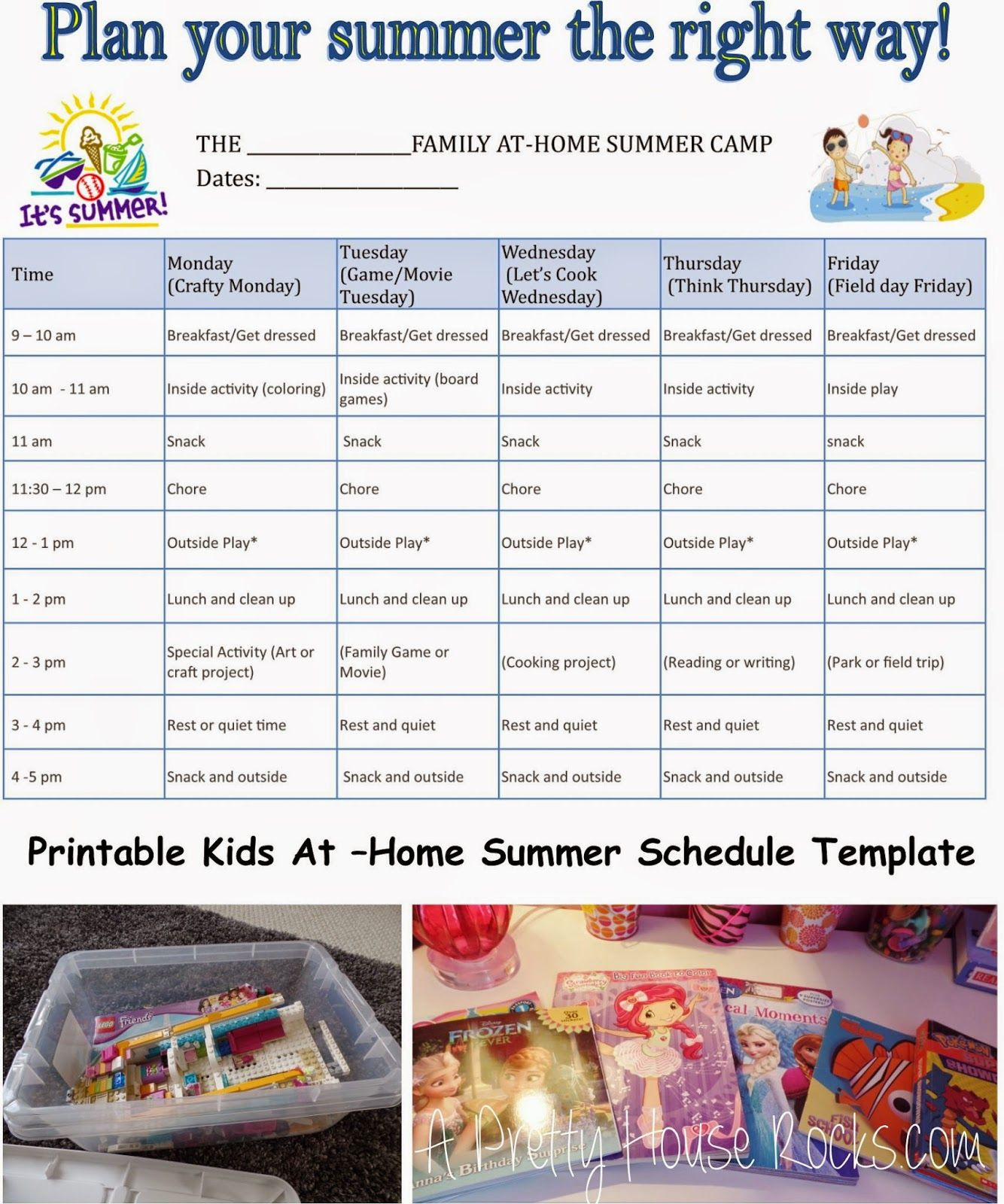 Summer Activities At Home
 At Home summer schedule for kids