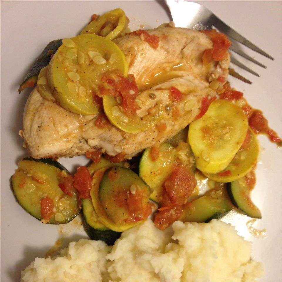 Summer Chicken Breast Recipe
 Chicken Breasts with Cour te Summer Squash and Tomato