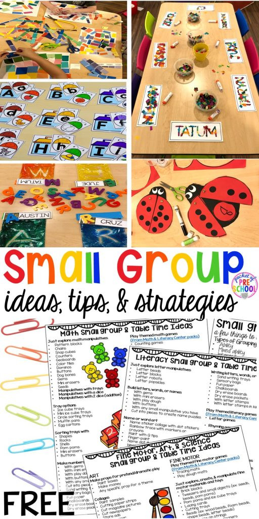 Summer Group Activities
 All About Small Group Time FREE Printable Idea List