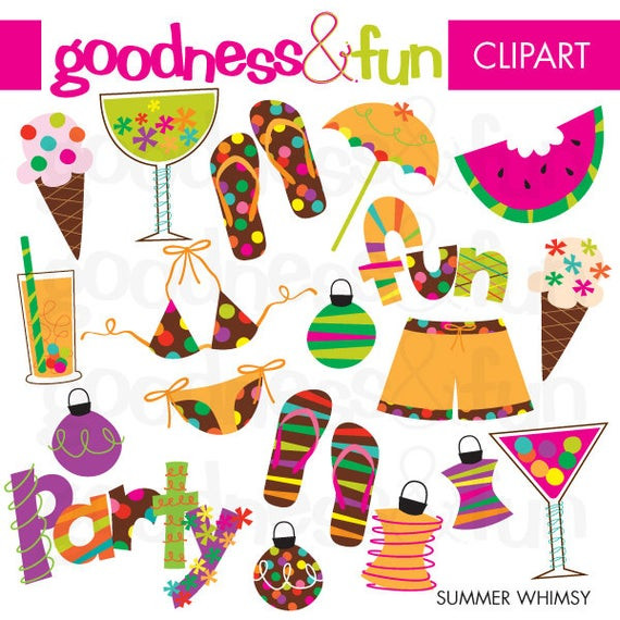 Summer Party Clipart
 Buy 2 Get 1 FREE Summer Whimsy Party Clipart Digital