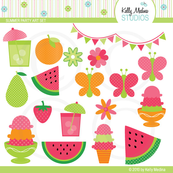 Summer Party Clipart
 Property of Kelly Summer Party Fruit Sherbet Art Set