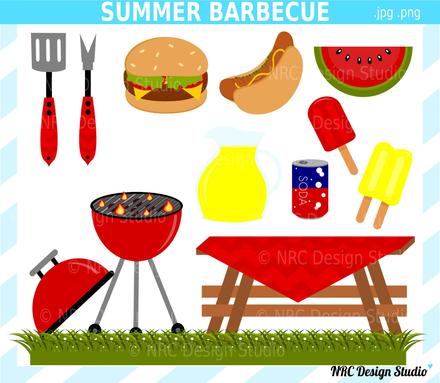Summer Party Clipart
 SALE Summer Barbecue Party Clip Art Cute by