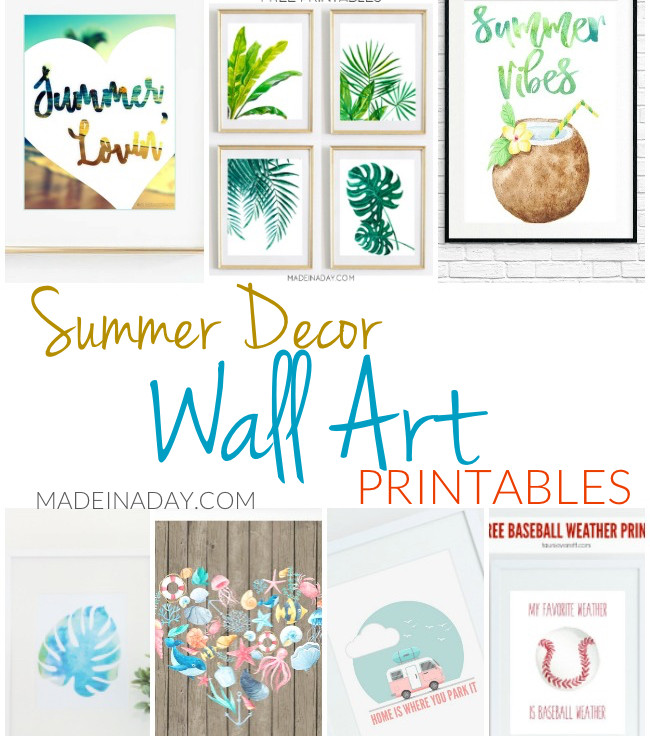 Summer Wall Decor
 Summer Decor Wall Art Printables • Made in a Day