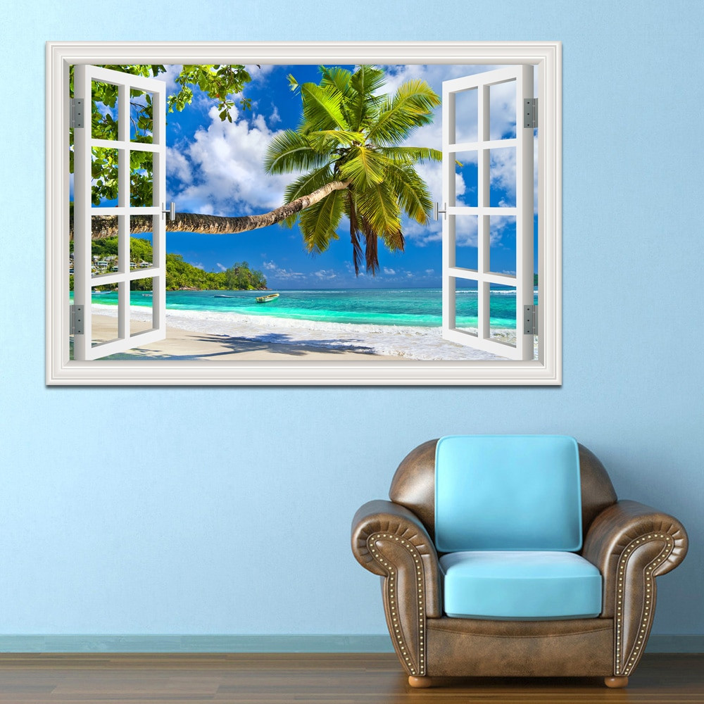 Summer Wall Decor
 Wall Stickers Home Decor Summer Beach Coconut Tree Picture