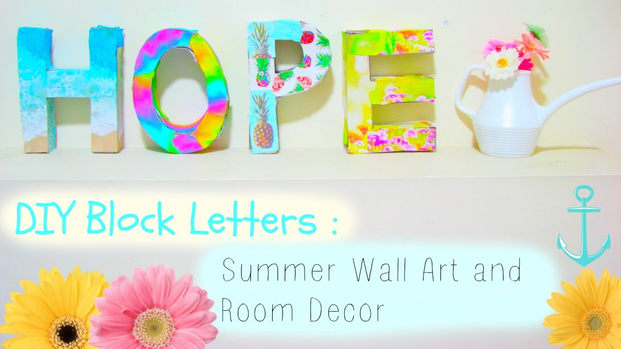 Summer Wall Decor
 DIY Block Letters Summer Wall Art and Room Decor