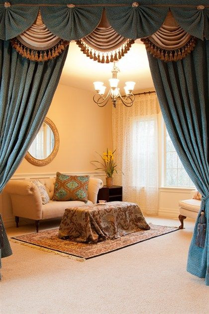 Swag Curtains For Living Room
 Blue Salon Full Set 100