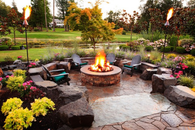 Terrace Landscape Fire Pit
 18 Startling Rustic Patio Designs To Enjoy The Nature Even