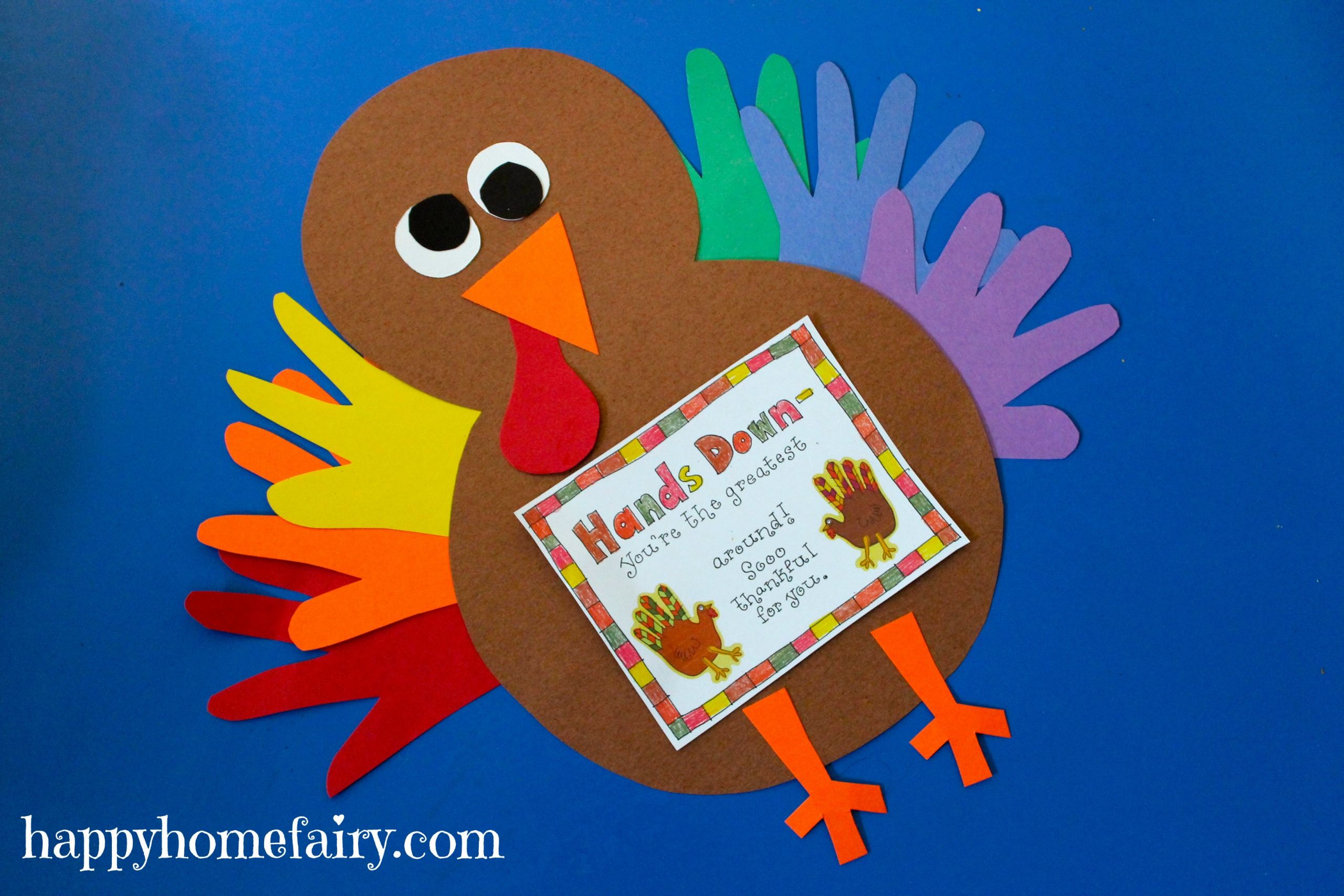 Thanksgiving Crafts For Kindergarten
 Thankful Handprint Turkey Craft FREE Printable Happy