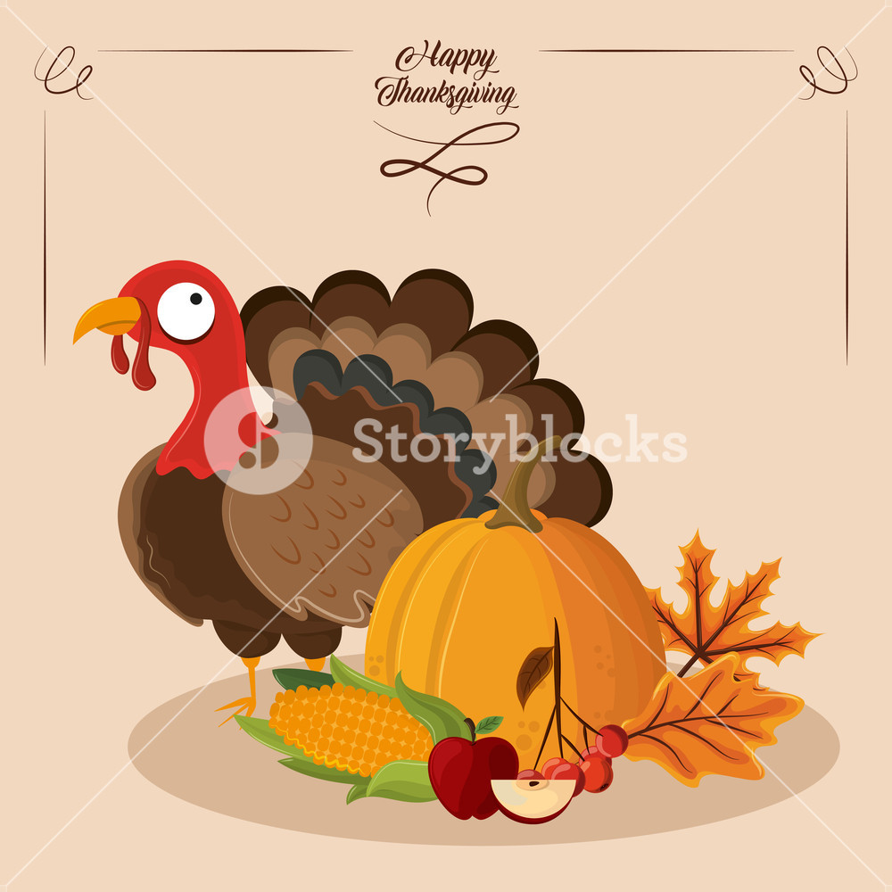 Thanksgiving Graphic Design
 Happy thanksgiving day with cartoons vector illustration