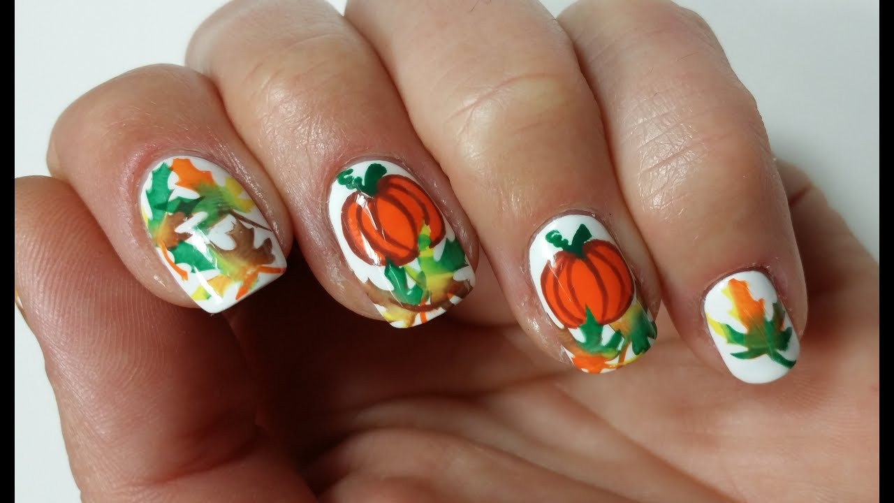 Thanksgiving Nails Design
 Easy Thanksgiving Pumpkin Nail Art Design