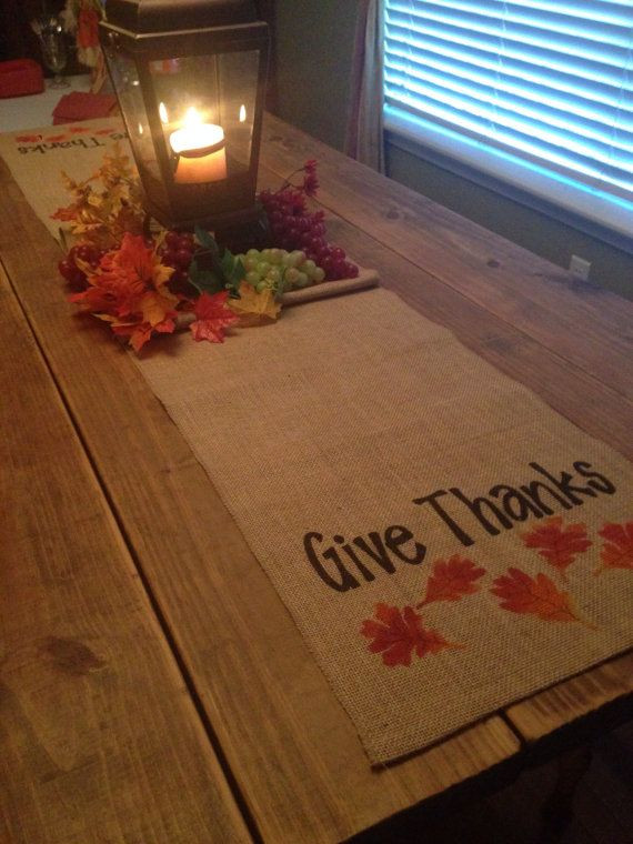 Thanksgiving Table Runner
 Thanksgiving table runner Burlap Table Runne with FINISHED