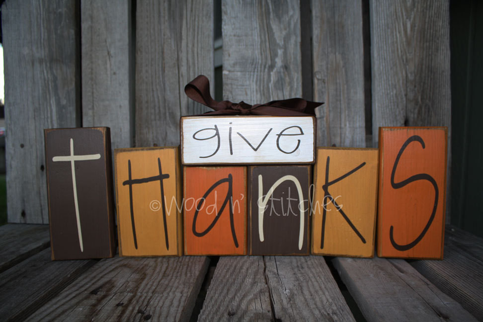 Thanksgiving Wood Crafts
 Primitive Give Thanks Wood Block Set by jodyaleavitt
