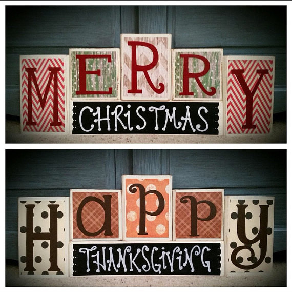 Thanksgiving Wood Crafts
 Happy Thanksgiving Merry Christmas Custom Reversible Wooden