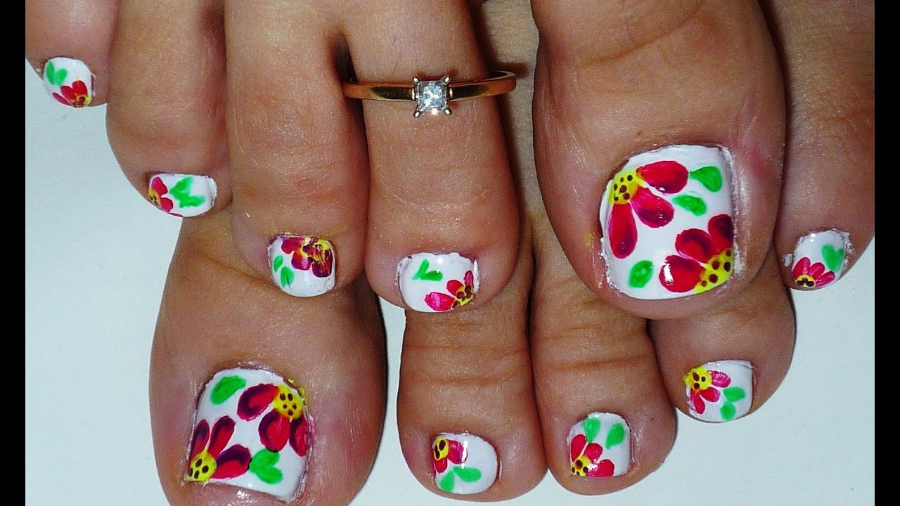 Toe Nail Design For Summer
 Summer Flowers Toe Nail Art Design