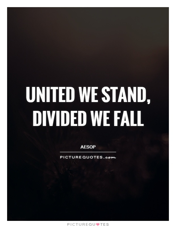 Together We Stand Divided We Fall Quote
 Teamwork Quotes Teamwork Sayings
