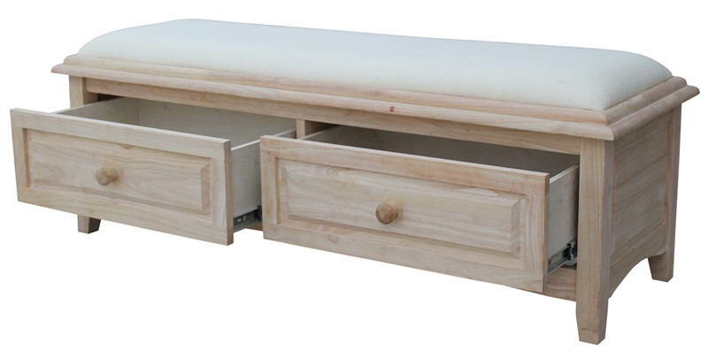 Unfinished Storage Bench
 Butcher Block Solid Parawood Upholstered Backless Bench