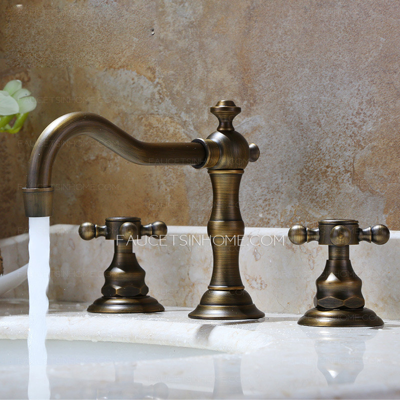 Vintage Bathroom Faucets
 Vintage Antique Bronze Three Hole Bathroom Sink Faucet