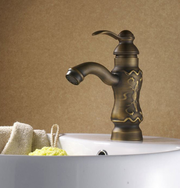 Vintage Bathroom Faucets
 Luxury Sculpture Art Antique Brass Bathroom Faucet
