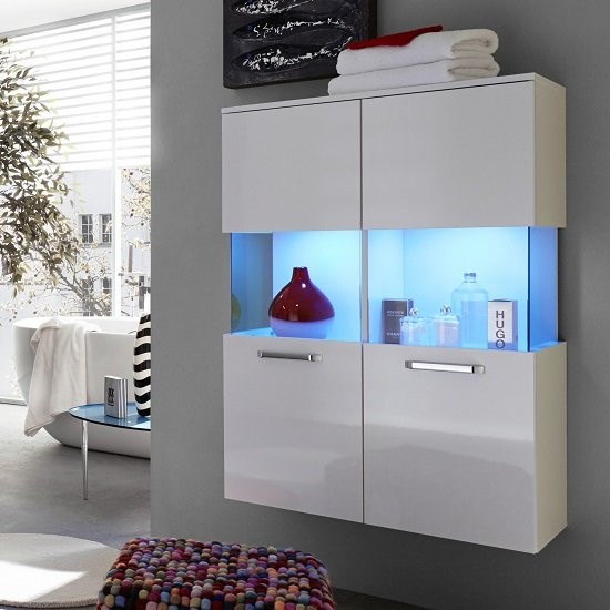 Wall Mount Bathroom Cabinet White
 Dale Wall Mount Bathroom Storage Cabinet White High Gloss