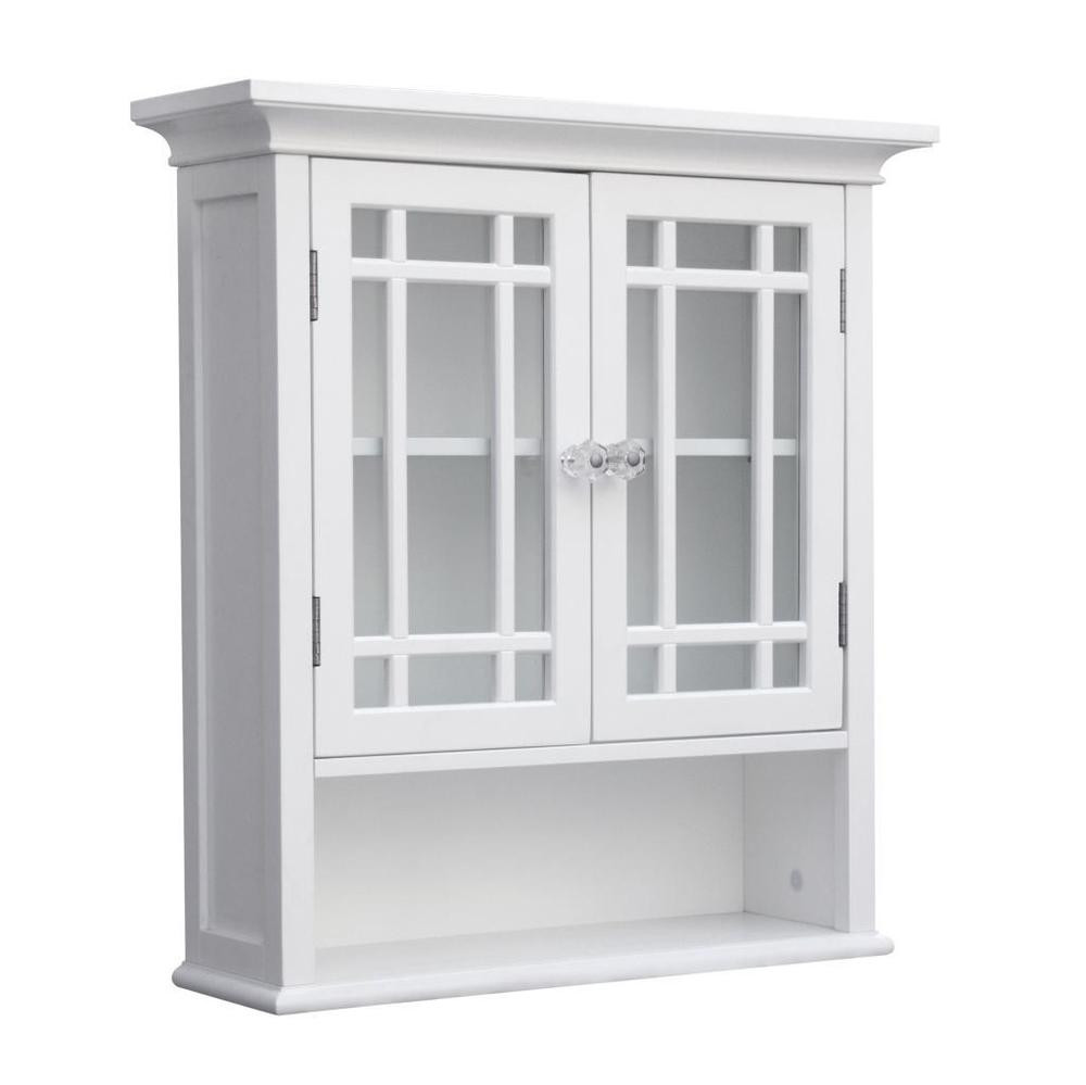 Wall Mount Bathroom Cabinet White
 Neal Wall Mount Cabinet w 2 Doors for Bathroom Storage