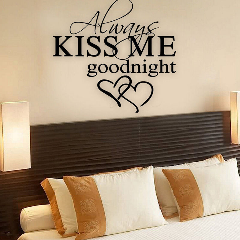 Wall Sticker Quotes For Bedroom
 ALWAYS KISS ME GOODNIGHT LOVE Quote Wall Stickers Bedroom