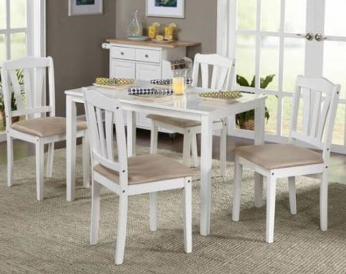 White And Wood Kitchen Table
 5 Pc White Wood Dining Room Set Kitchen Chair Table Sets