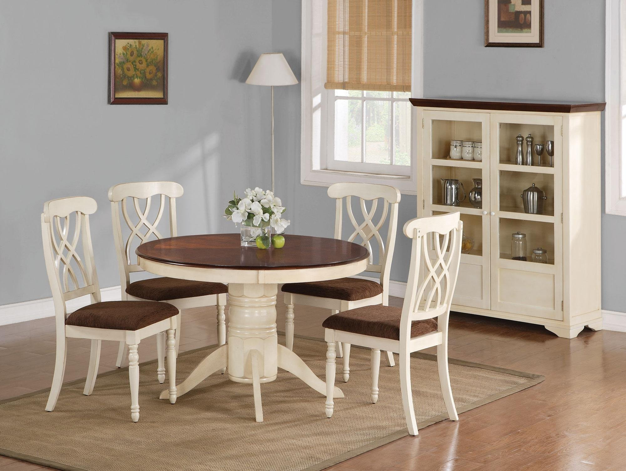 White And Wood Kitchen Table
 Beautiful White Round Kitchen Table and Chairs