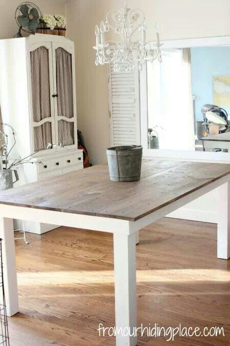 White And Wood Kitchen Table
 Kitchen table wood top with white legs