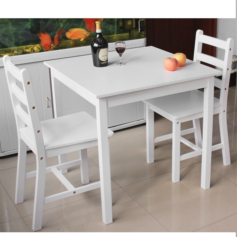 White And Wood Kitchen Table
 Wooden Small Dining Table and 2 Chairs Set Contemporary