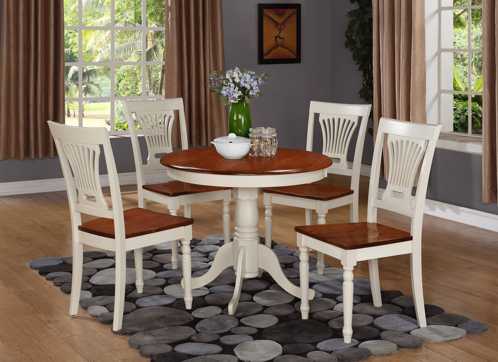 White And Wood Kitchen Table
 3PC ROUND TABLE DINETTE KITCHEN DINING SET W 2 WOOD