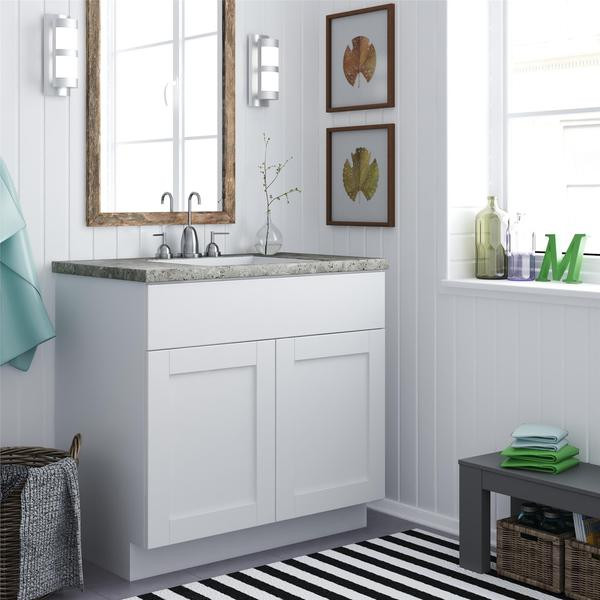 White Cabinet Bathroom
 Shop Altra 30 inch White Shaker Style Bath Vanity Cabinet